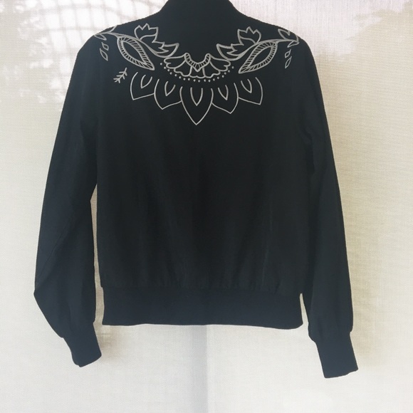 Embroidered Black Bomber Jacket - Picture 3 of 6